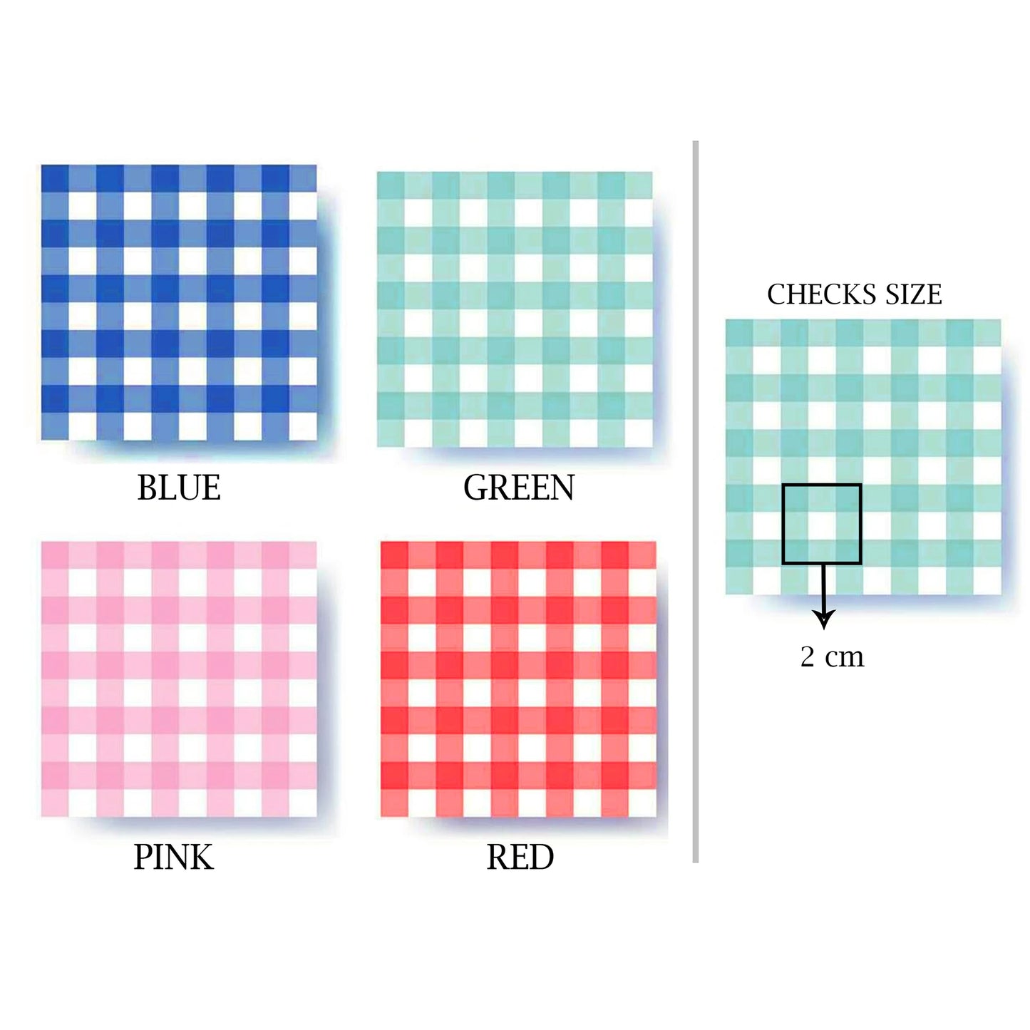 Gingham color chat, color chart of gingham sash, checks color chart