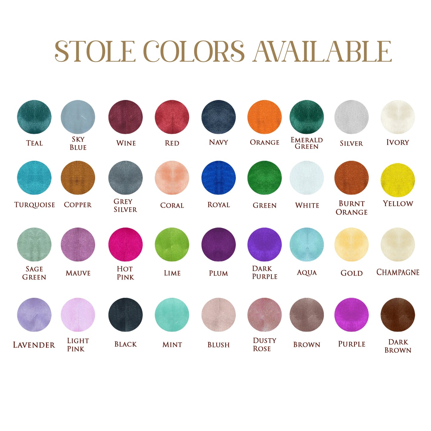 Chart, Color Chart, Stole color, Stole