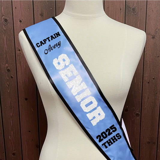 Custom Lace Trimmed Senior 2025 Sash – Personalized Graduation Milestone Wrap