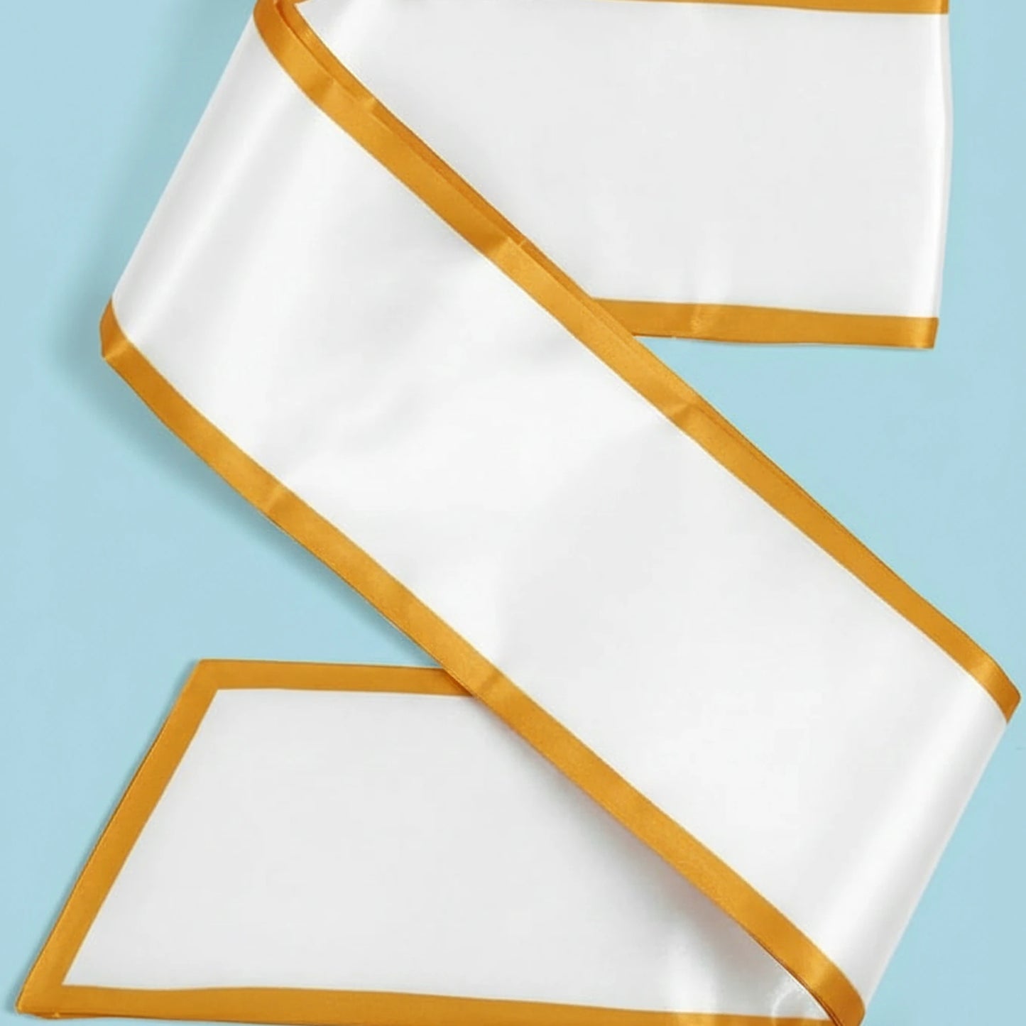 White Satin Sash with Yellow Border – Elegant Party Accessory