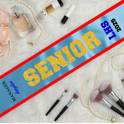 Custom Lace Trimmed Senior 2025 Sash – Personalized Graduation Milestone Wrap