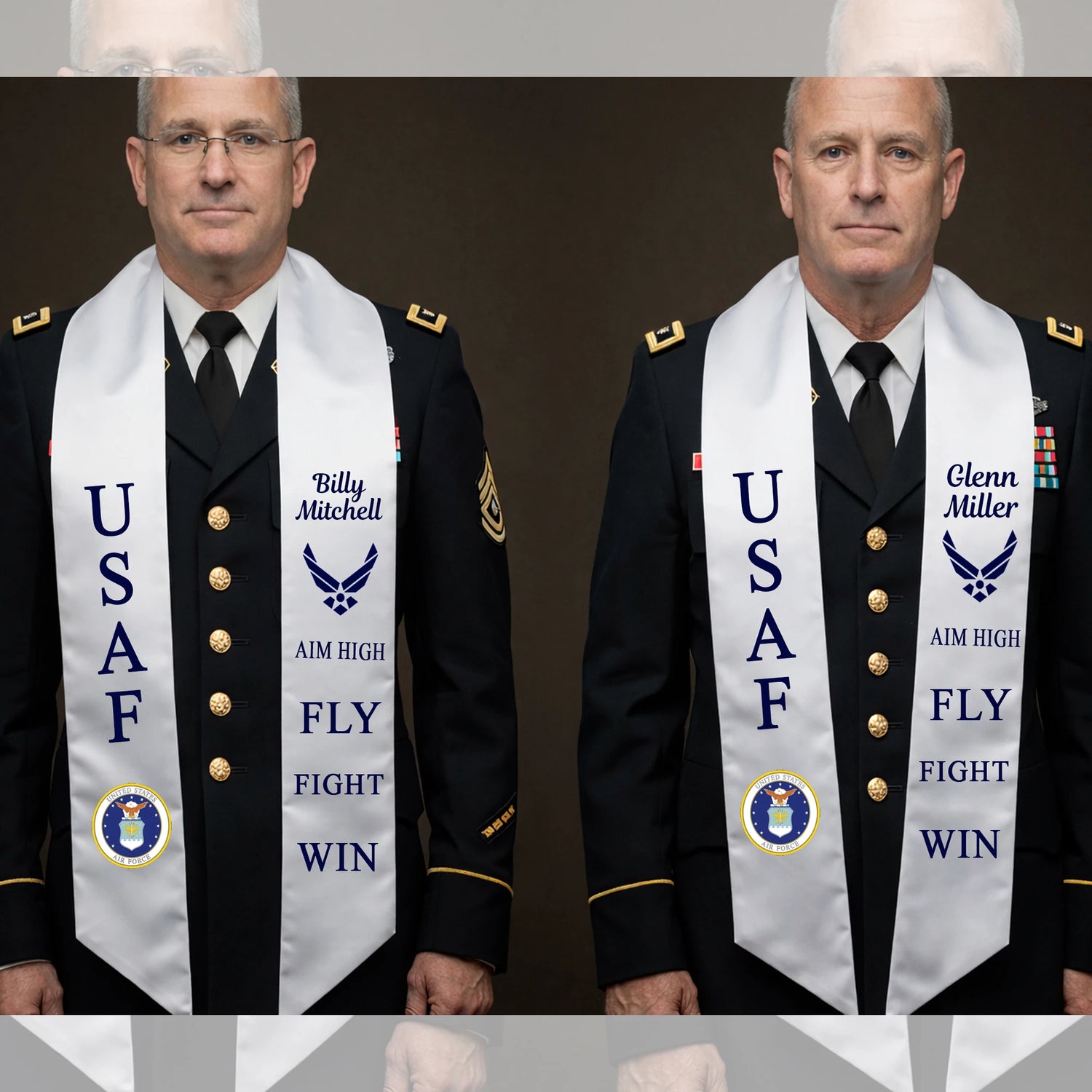 Premium Navy Martinez sash with custom printed name, rank, or insignia