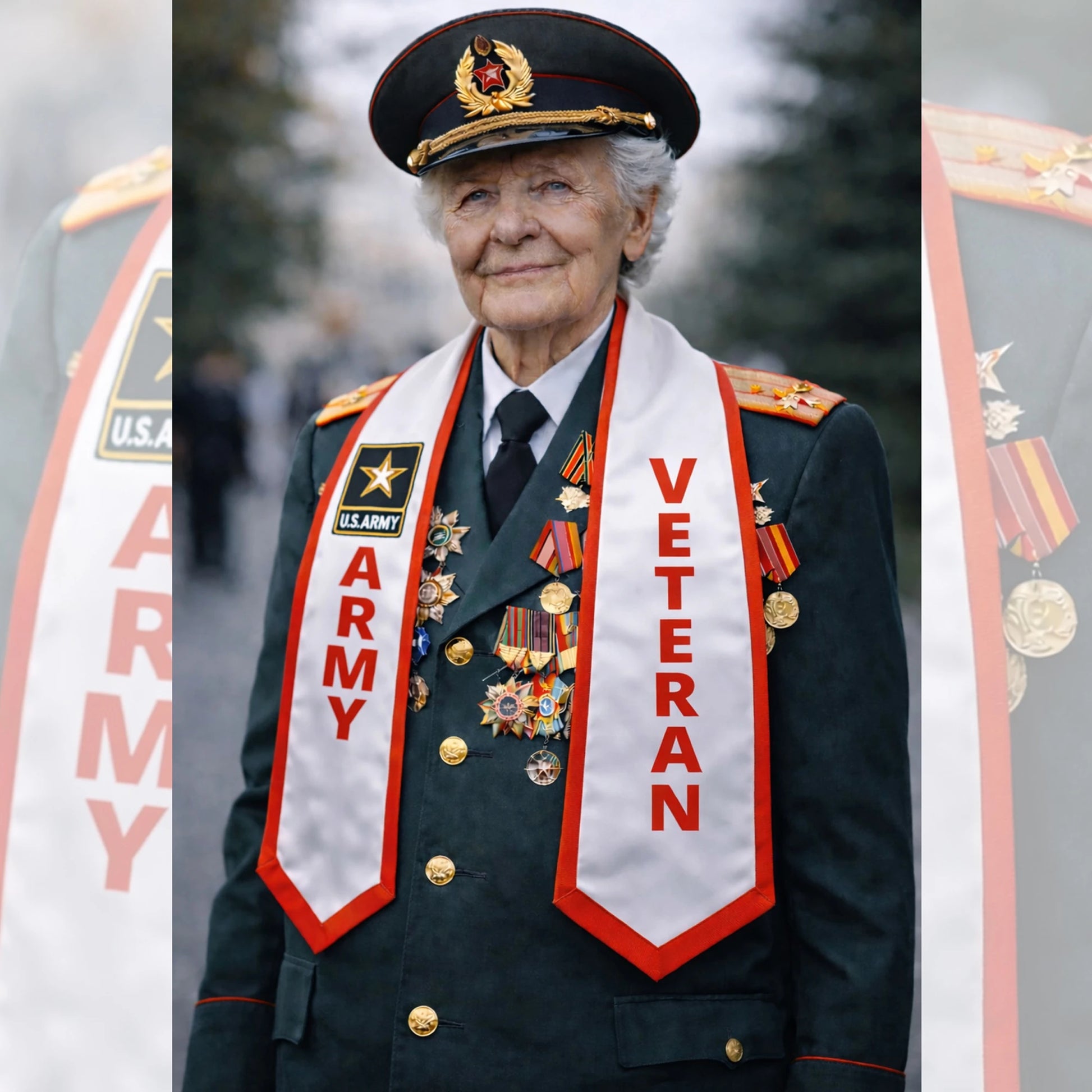 Custom printed army satin sash with personalized design