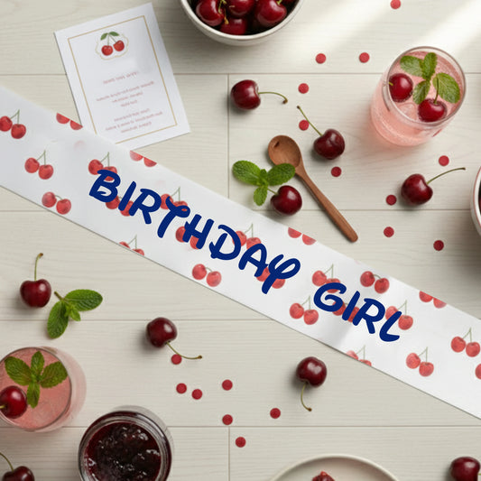 blue tile Cherry sash, Personalized Cherry , my squeeze, Cherry sash, sash with Cherry , Custom Cherry Sash, gift for friend, gift for daughter