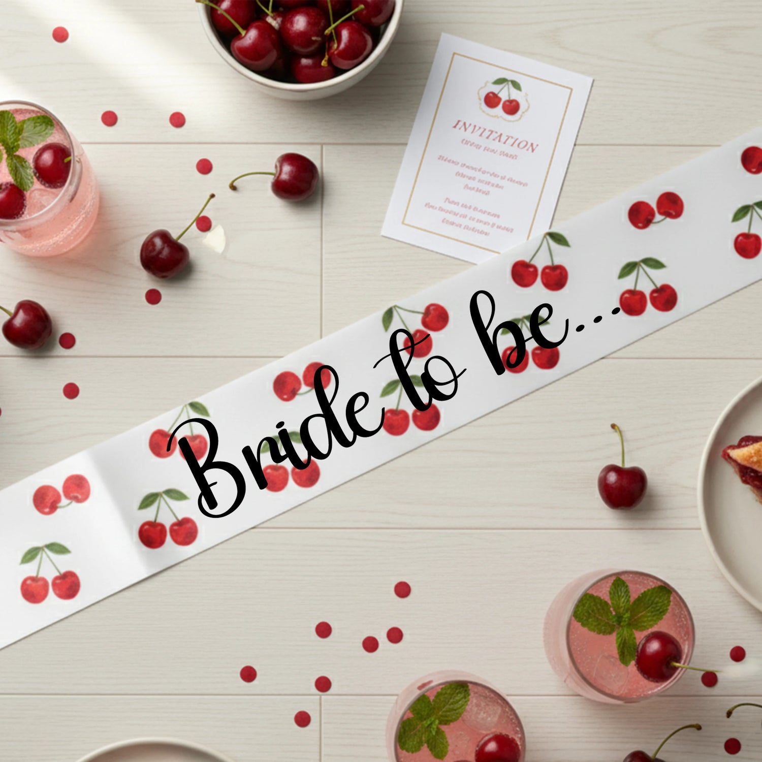 Bridesmaid Gifts, Cherry for bridal, bride to be Cherry , tuscan bride sash, Cherry bridal theme, bride to be sash, sash with Cherry 