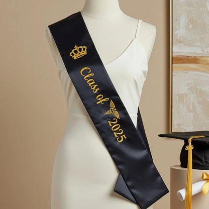 Black Sash, Nursing Sash, Graduation Year Sash, Custom Sash, Customized Sash, Personalized Sash.
