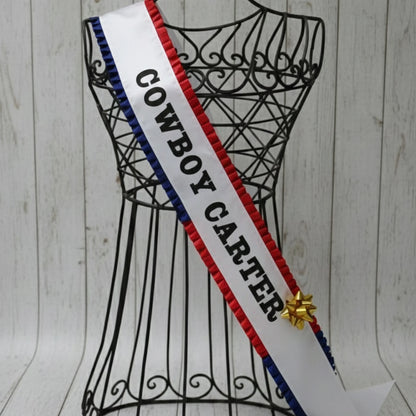 Custom Sash, Concert Accessories, Cowboy Carter, Fancy Sash, Concert Costume Sash, Wester Sash, Gathered Trim Sash
