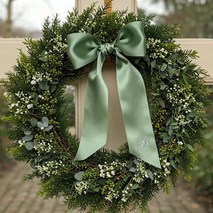 front door decor, seasonal decor, winter wreath sash, personalized sash.