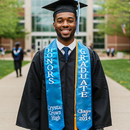 custom grad stole, Graduation sash, personalized sash, custom stole, college stole.