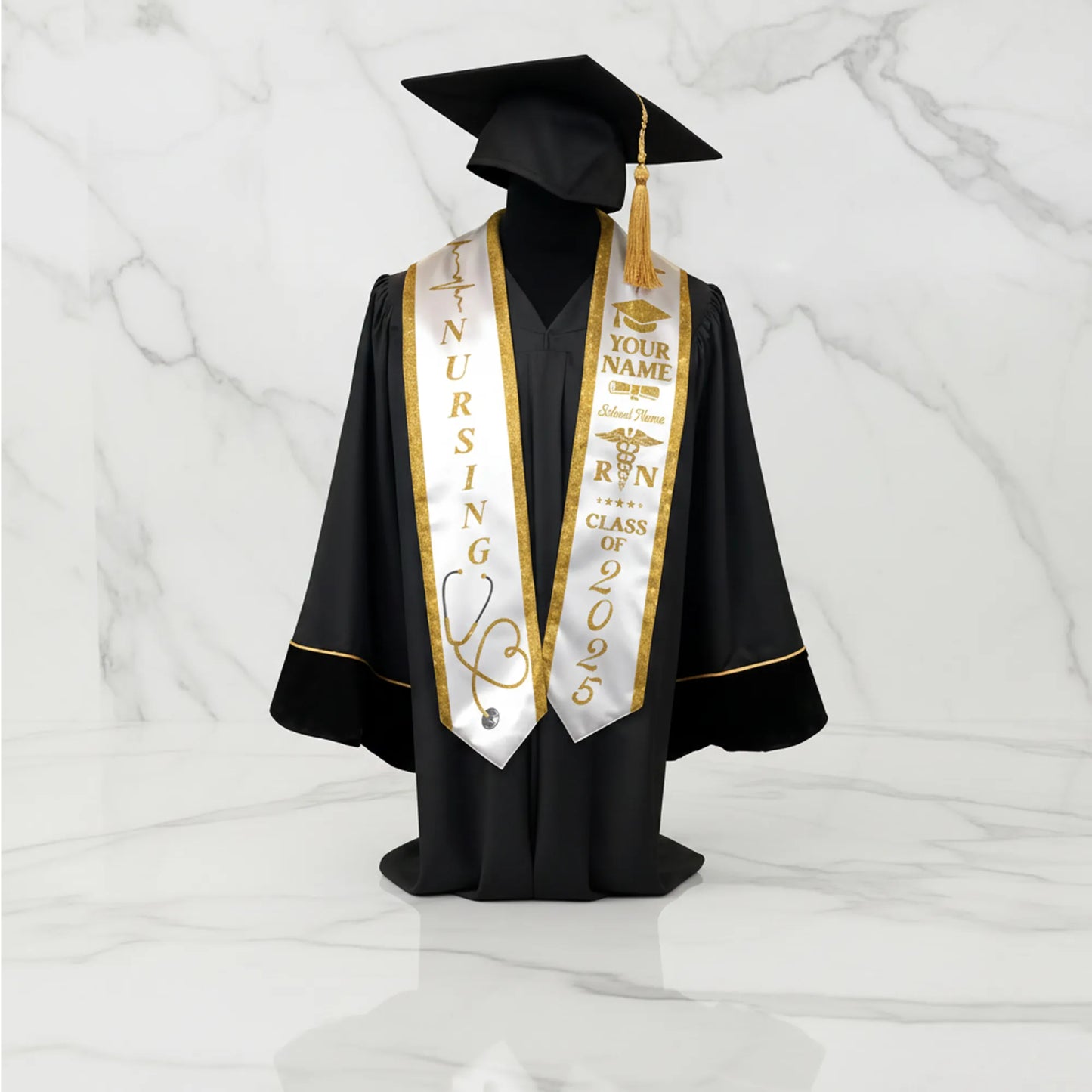 college graduation, custom graduation, class of 2025 stole, class of 2025 ,flag graduation sash, college custom sash