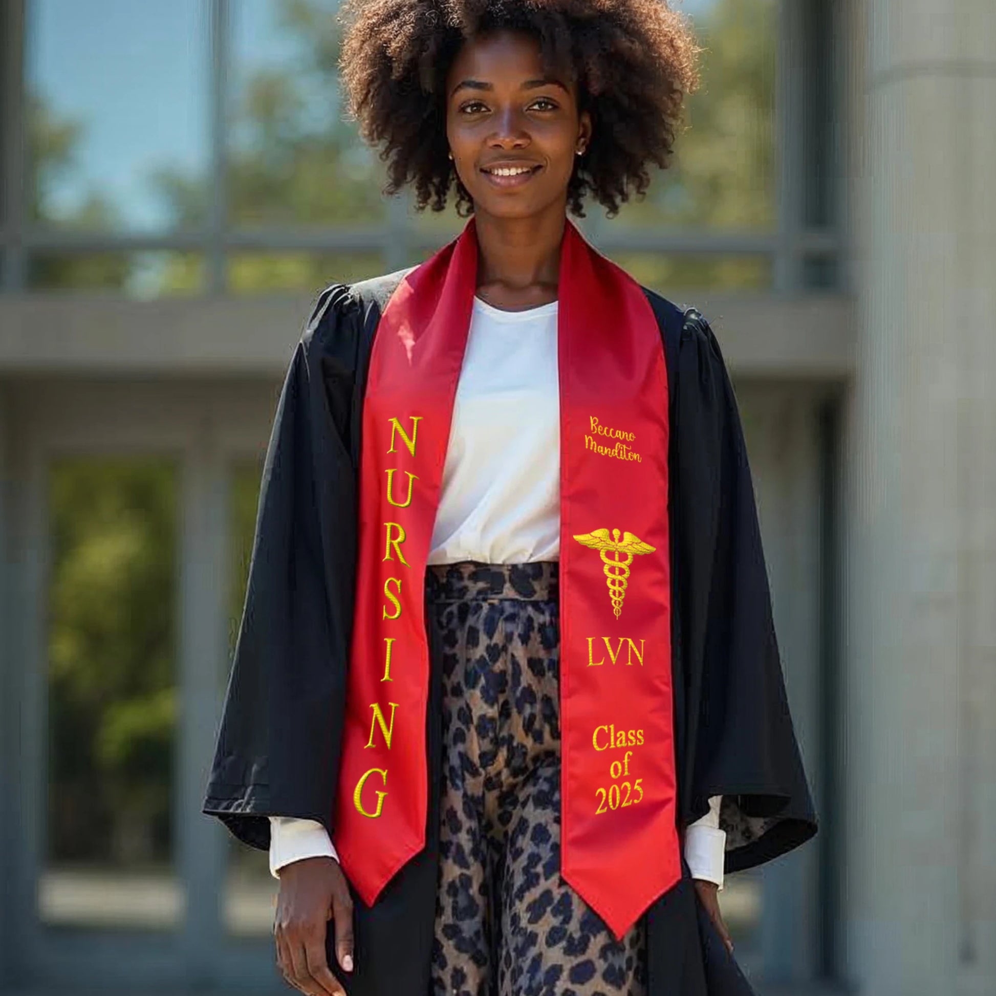 Graduation Accessory, 2025 Flag Stole, Patriotic, Customizable Stole, double flag, mixed flag.