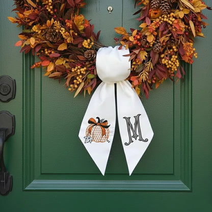 Easter Wreath Sash, Custom Sash, initial wreath sash, Valentine Wreath, Embroidered Wreath.