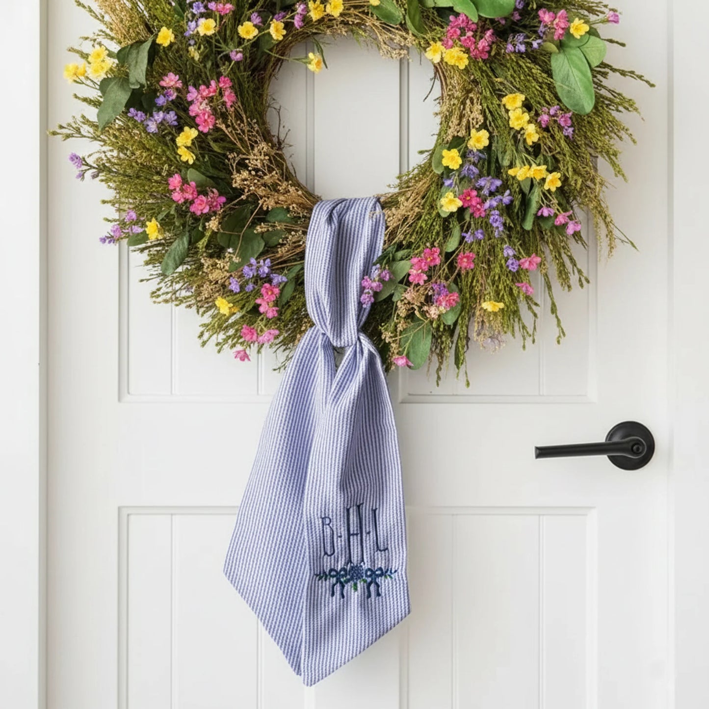 Easter Wreath Sash, Custom Sash ,initial wreath sash ,Valentine Wreath ,Embroidered Wreath, Patriotic Wreath, Customized Sash.