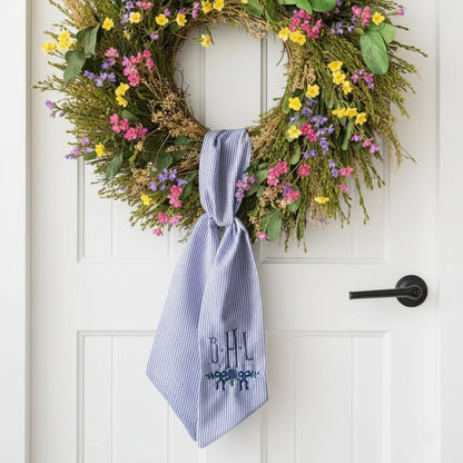 Easter Wreath Sash, Custom Sash ,initial wreath sash ,Valentine Wreath ,Embroidered Wreath, Patriotic Wreath, Customized Sash.