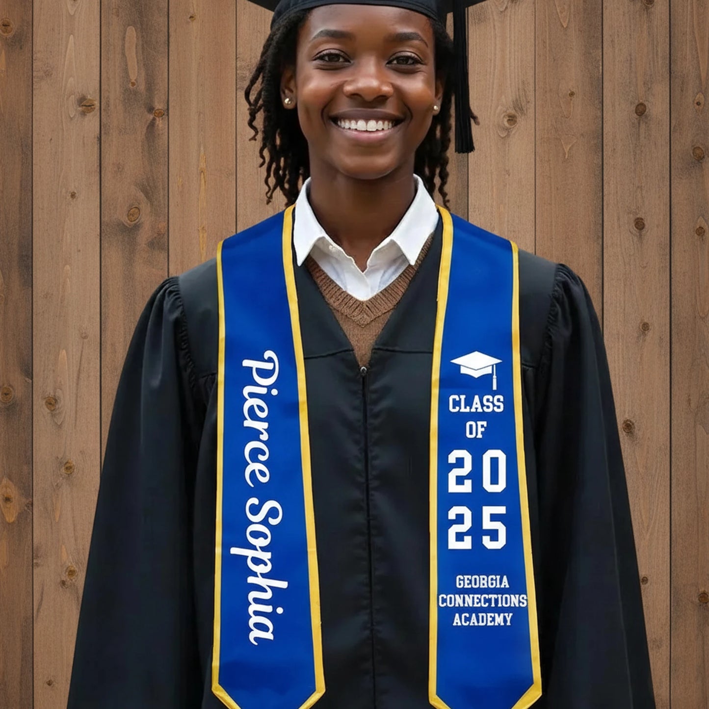 Stole with Name, Graduation Gift Idea, Custom Mix Flag Sash, Stole with Logo, Gifts for Grad, Text Graduation Sash.