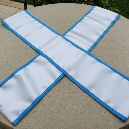 Bridesmaid plain Sash With Blue Bordered Sash, wedding sash, party sash, baby shower sash.