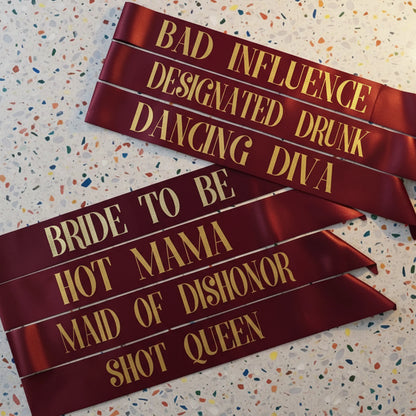 hen party sash, bride sash, hen sash, hens sash, custom birthday gift, custom favor,