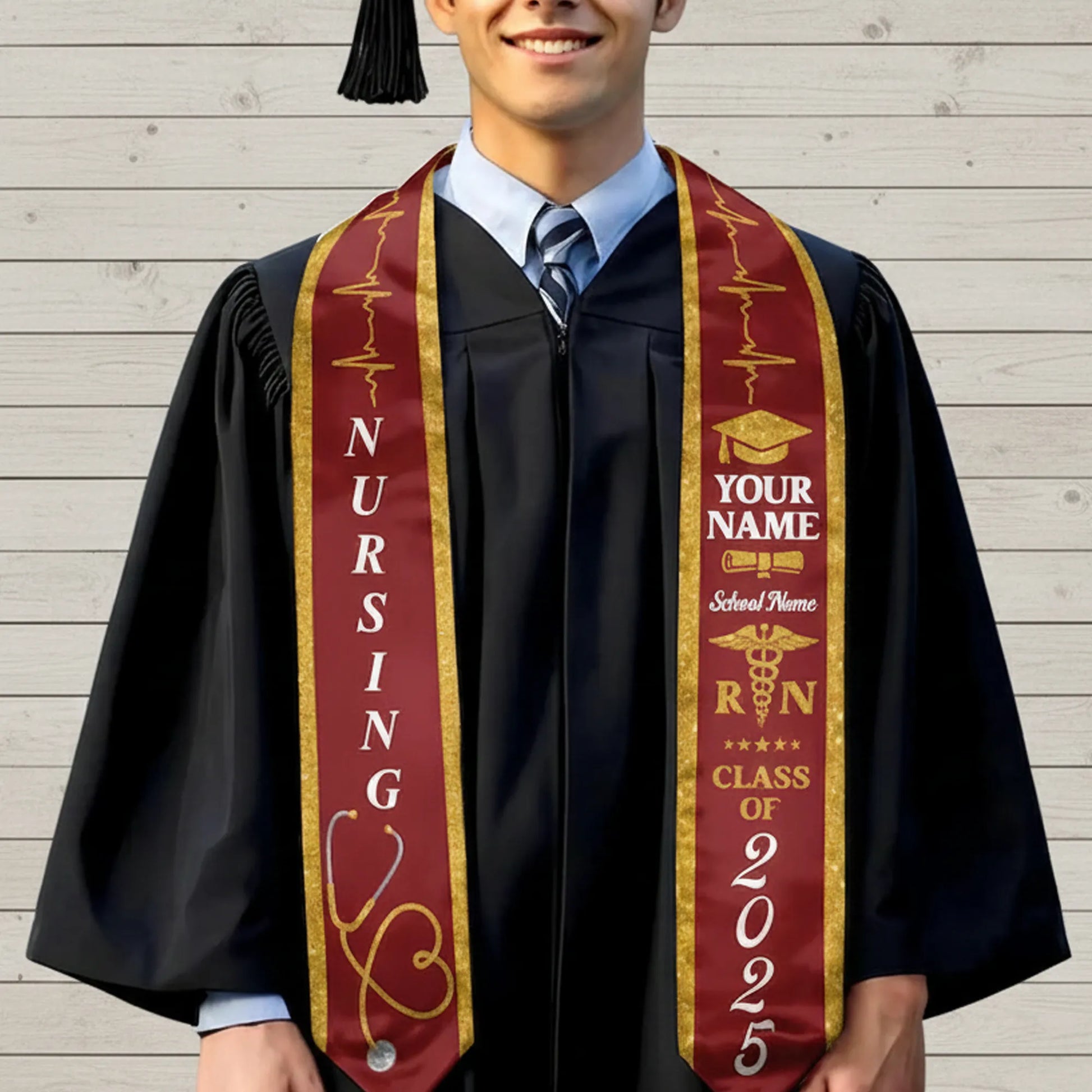 college custom sash, custom grad stoles, stole graduation, school logo stole, college stoles,  stole, personalized stoles