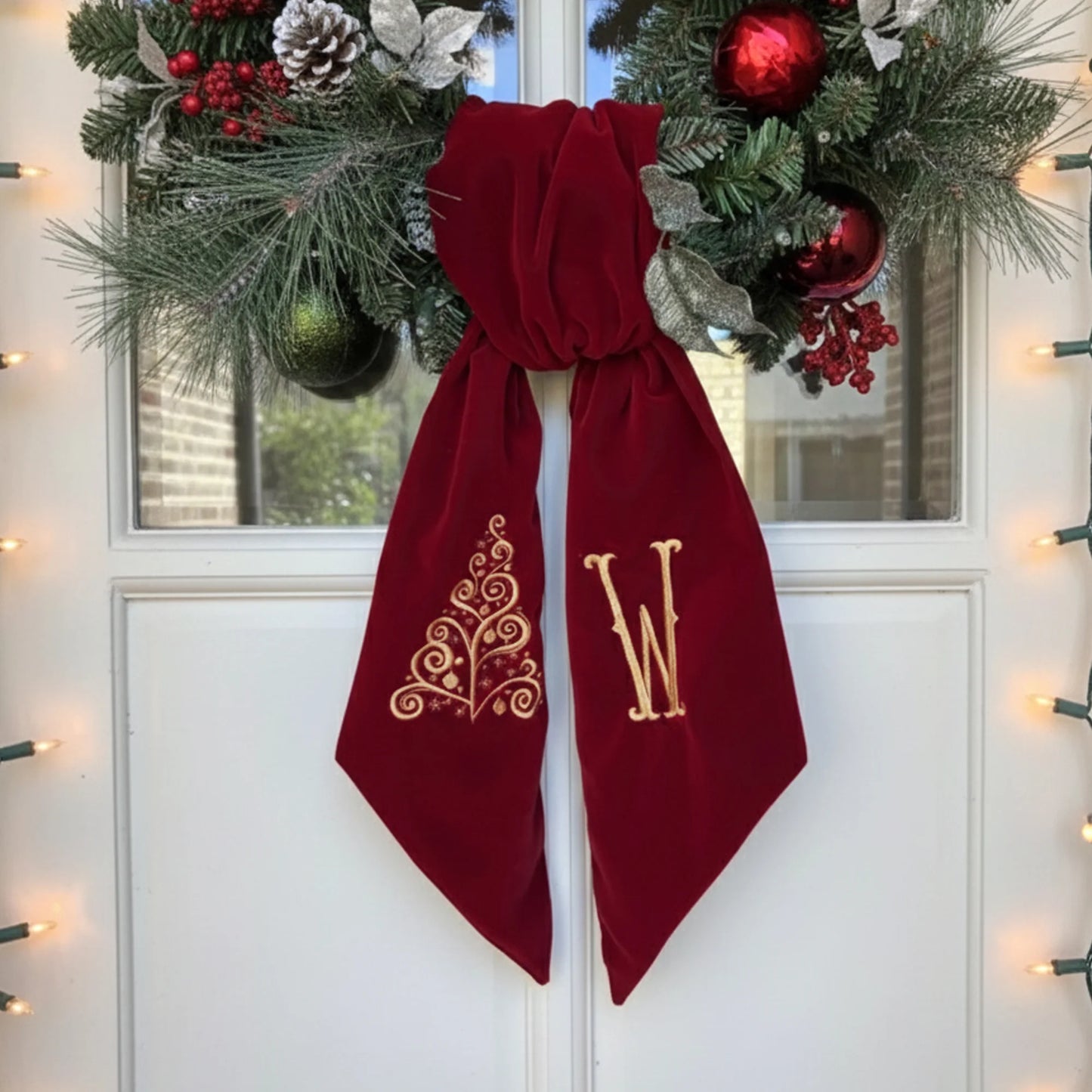 Housewarming Gift, Spring Wreath, your text sash, Door Wreaths ,Monogram Wreath Sash, Wedding Sash.