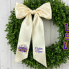 fall porch decor, fall wreath bow, monogram wreath sash, winter wreath sash, Halloween porch.