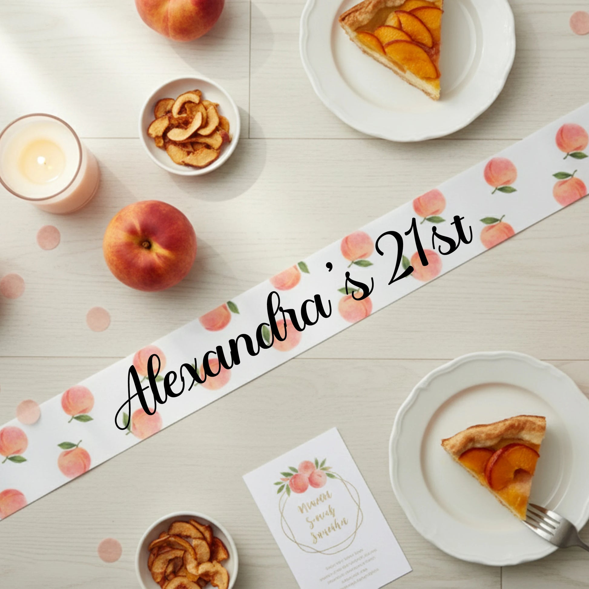 blue tile Peach sash, Personalized Peach , my squeeze, Peach sash, sash with Peach , Custom Peach Sash, gift for friend,