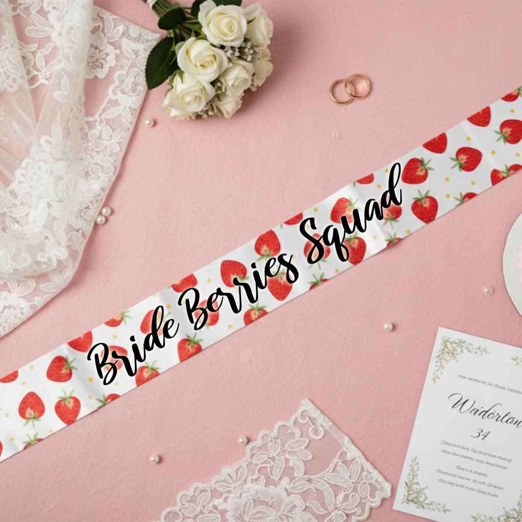 blue tile Strawberry sash, Personalized Strawberry , my squeeze, Strawberry sash, sash with Strawberry , Custom Strawberry Sash