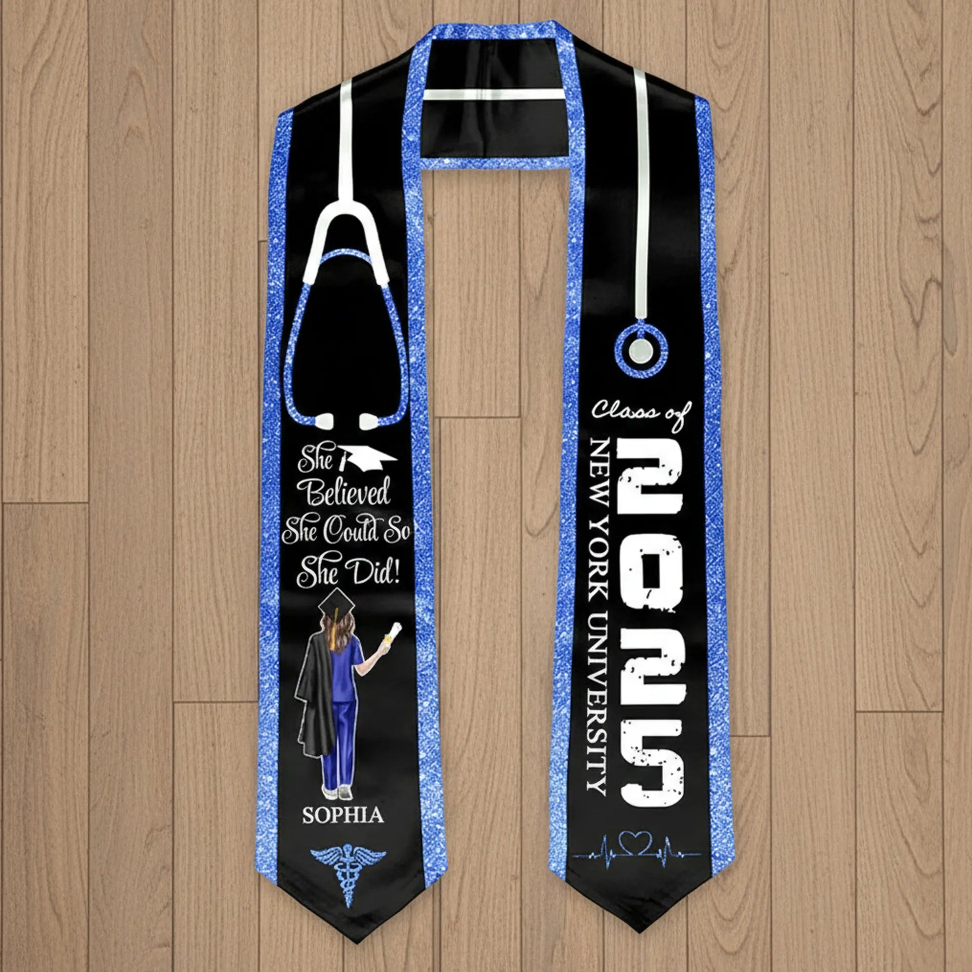custom grad stoles, stole graduation, school logo stole, college stoles, stole, personalized stoles
