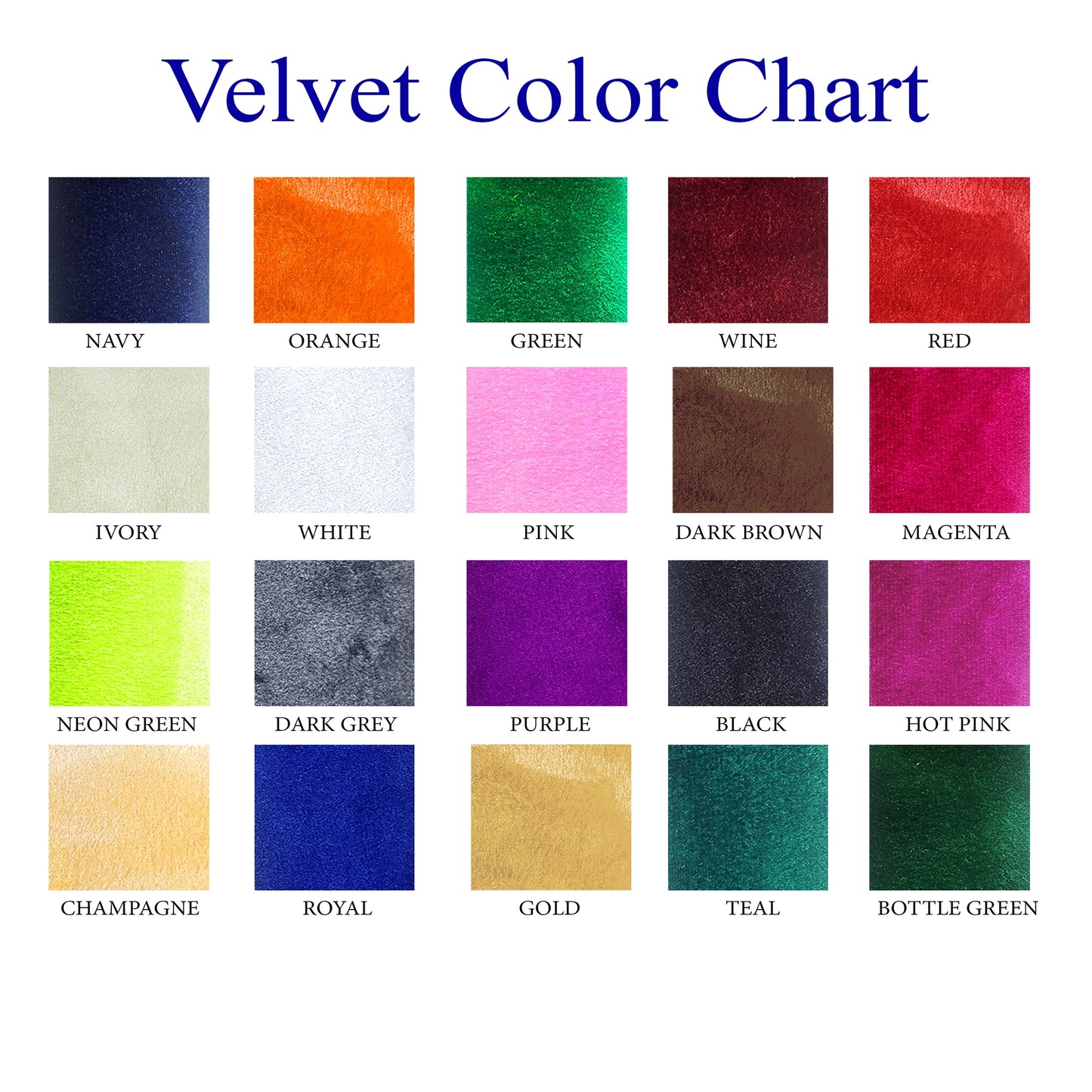 Velvet Color chart, Velvet chart, color Chart Wreath sash Color Chart 