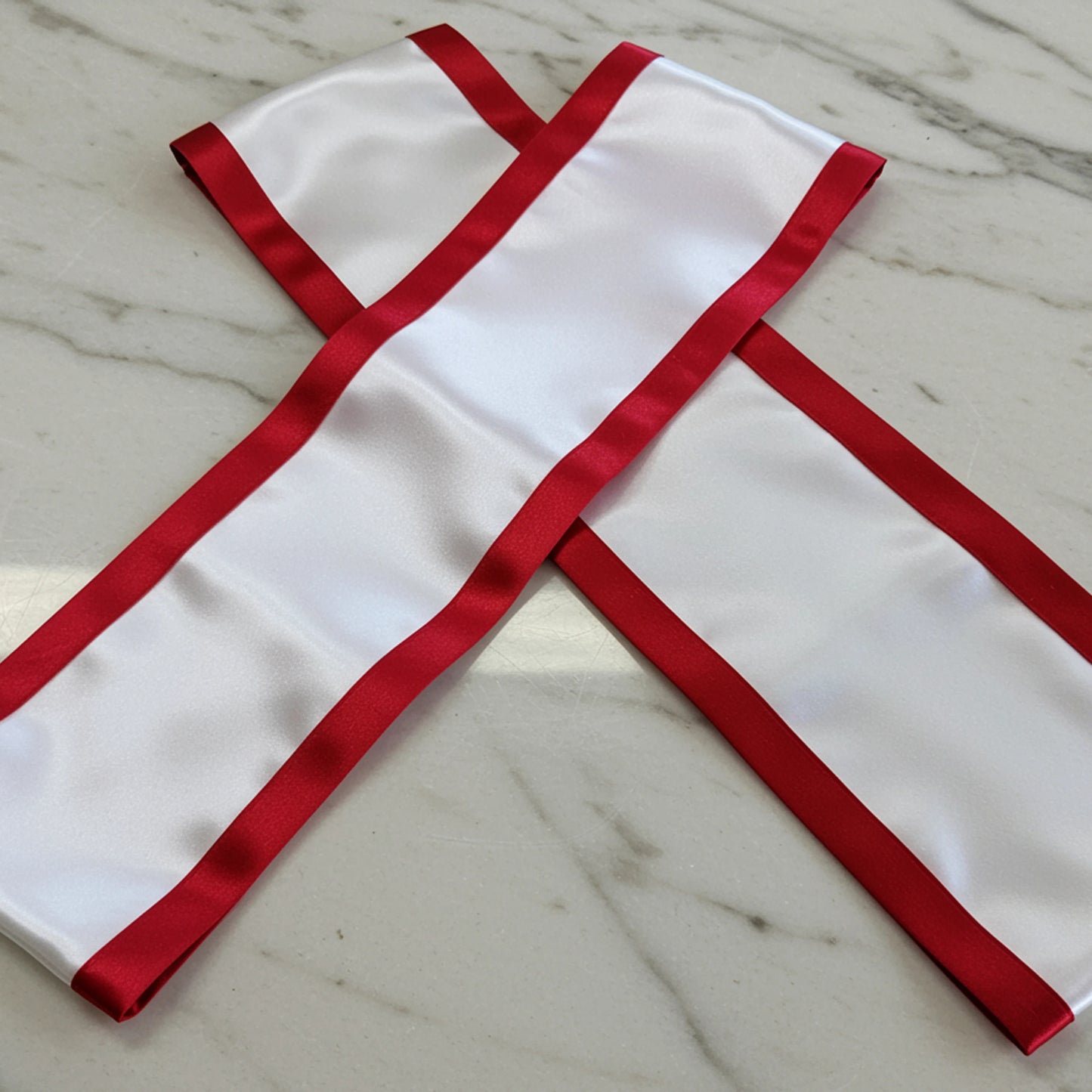 White Sash With Red Lace, Party Accessory, Party Sashes, plain border sash.