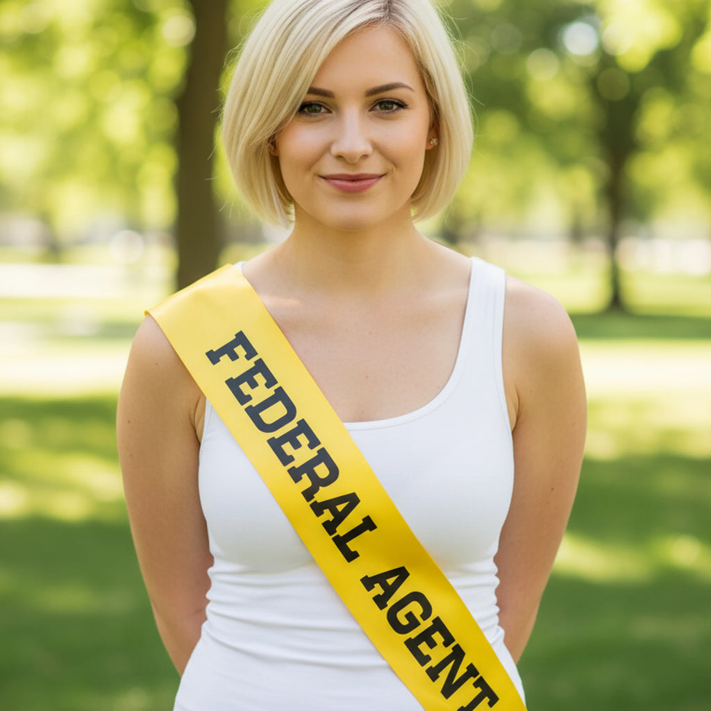 sandra bullock, federal agent, pageant queen, miss congeniality, personalised sash, bespoke sash.