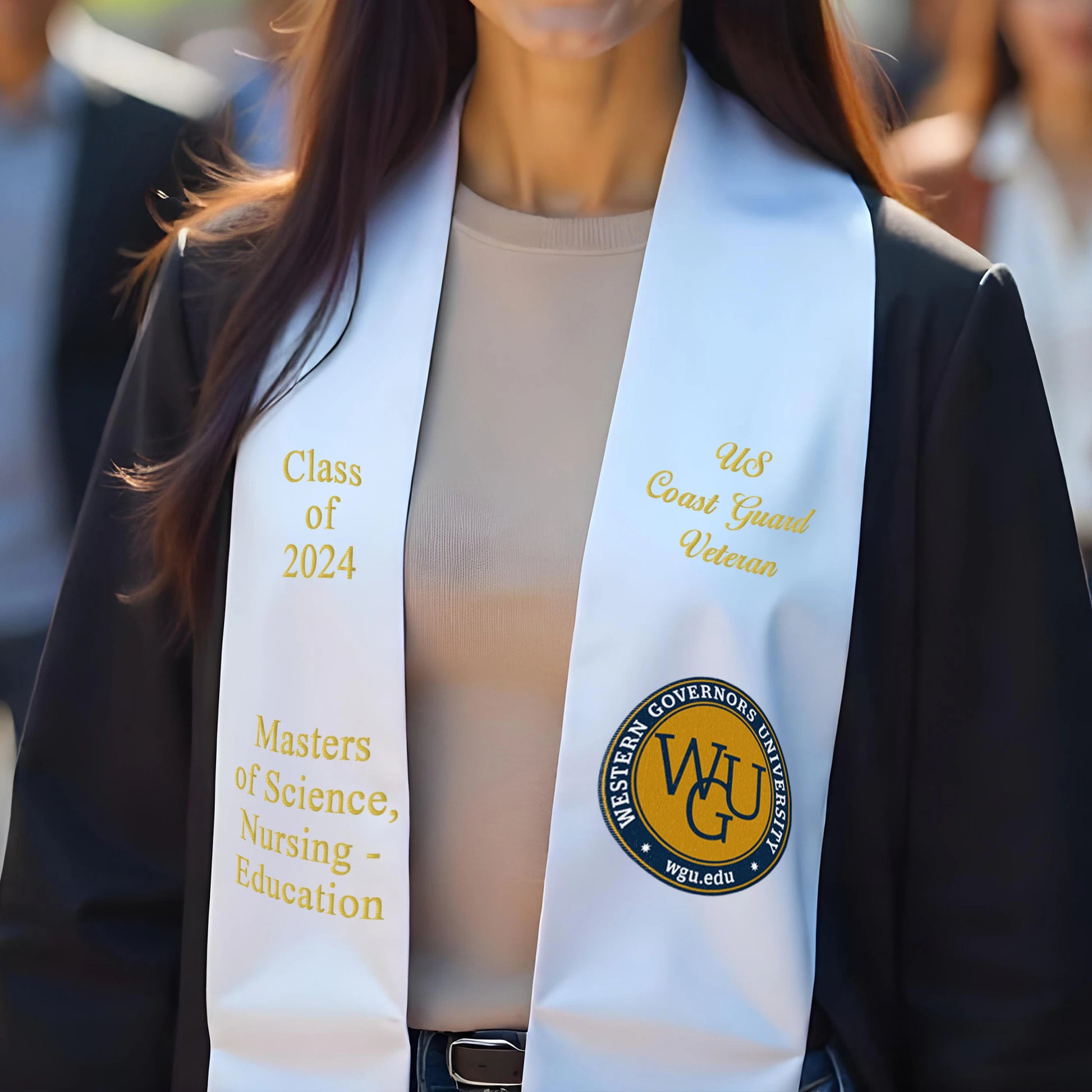 white Sash, GRAD SASH, graduation Sash, Graduation sash, custom stole, university stole.