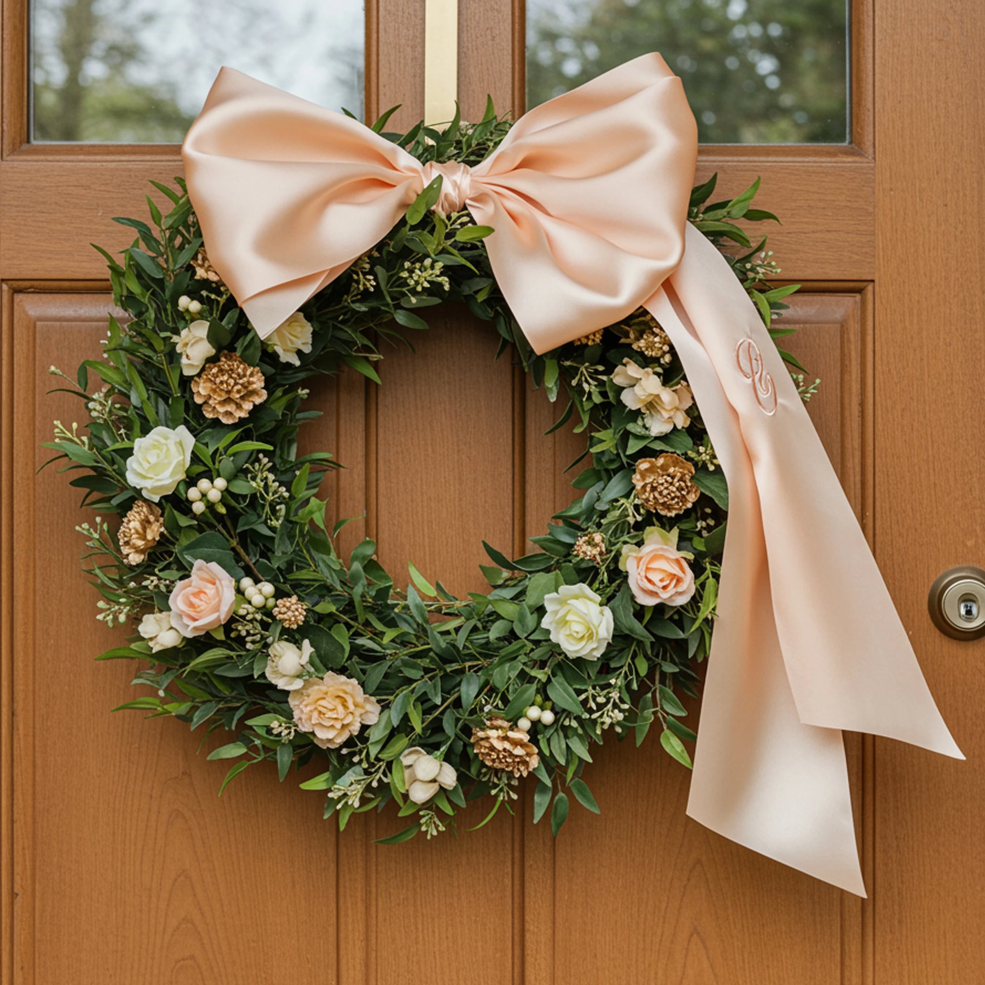 Christmas decor, outdoor decor, holiday decor, cottagecore decor, front door wreath.