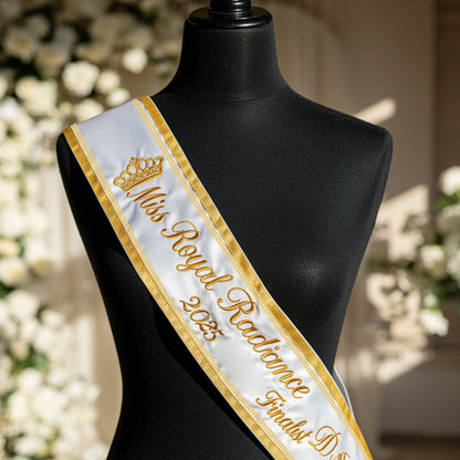 Beauty pageant Sash, Birthday sash, bridal sash, custom sash, customize sash, embroidery sash