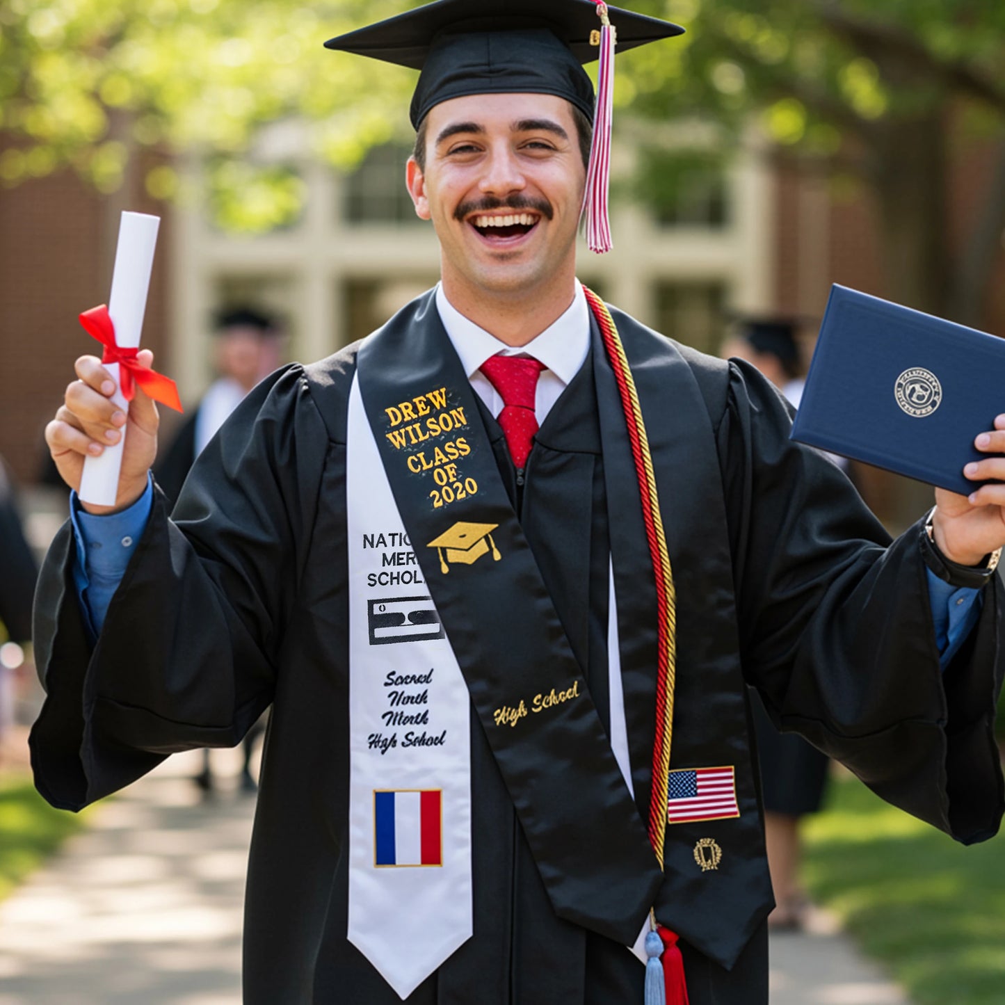 Country Flag, Country Flag Stole, graduation stole, 3 Country Flag, dual citizen,