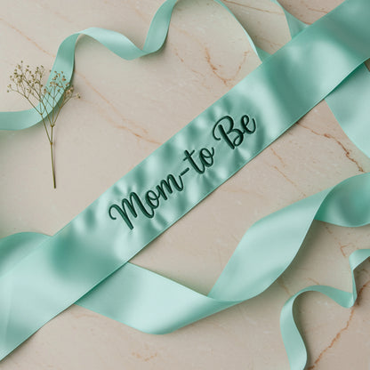 gender reveal decor, party accessories, gender reveal party, mum to be sash, aby shower sash, satin sash.