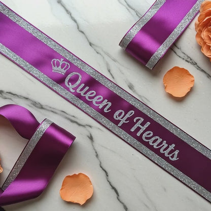 Queen of Hearts Custom Lace Sash – Stylish Award Ribbon