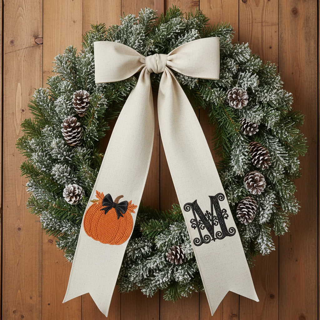 Housewarming Gift, Spring Wreath ,your text sash, Door Wreaths, Monogram Wreath Sash, Wedding Sash.