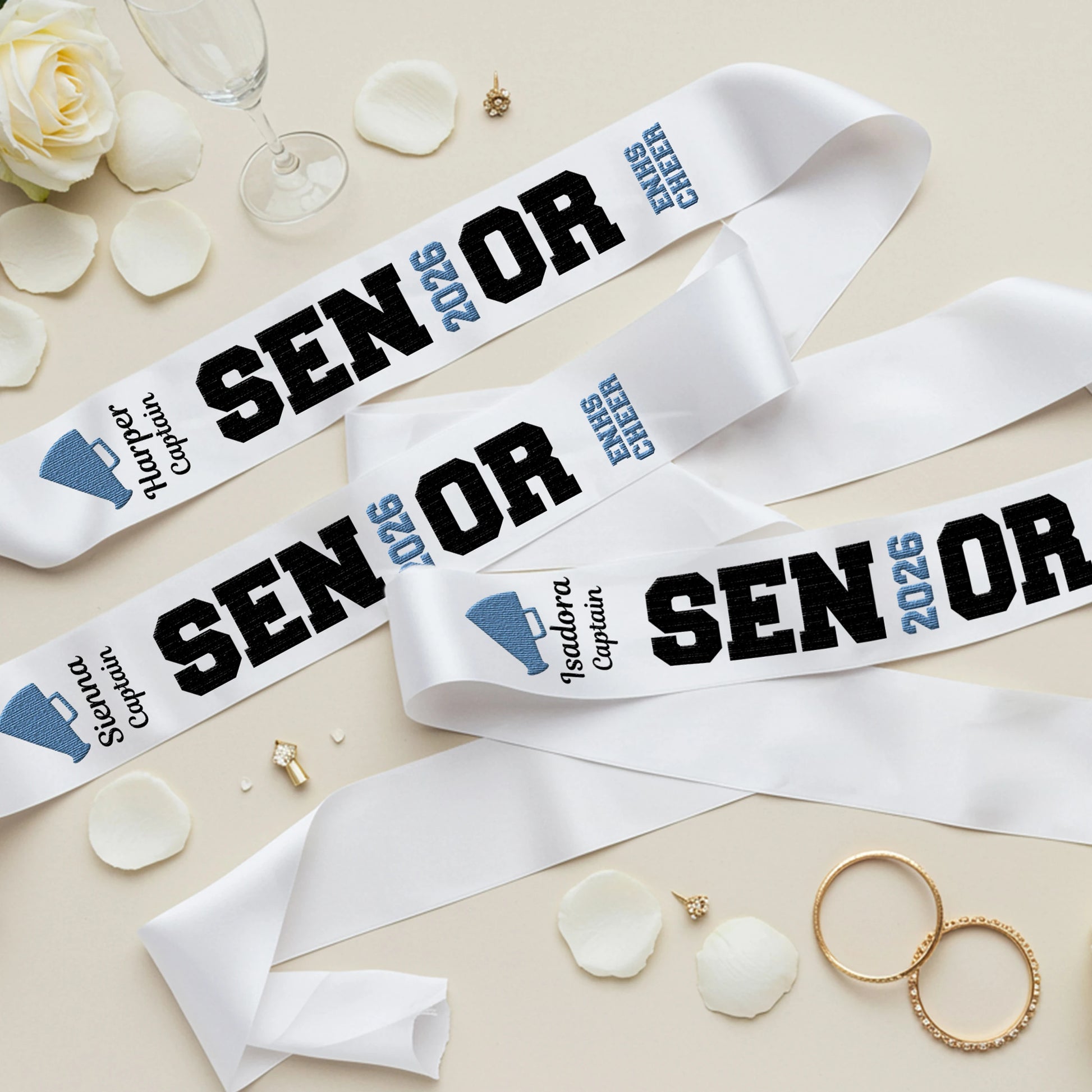 Senior Stoll, Embroidery Design, Lace Bridal Sash, Senior 2025 Sash, Graduate Custom Sash.